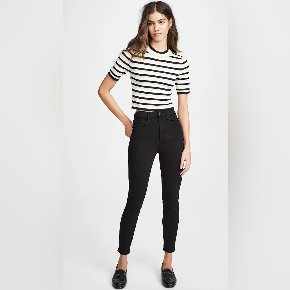 Frame Denim Ali High Rise Skinny Queens Way Black Skinny Jeans Sz 26